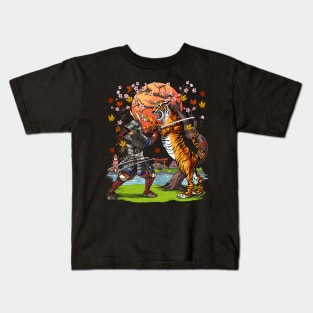 Japanese Tiger Samurai Warrior Kids T-Shirt